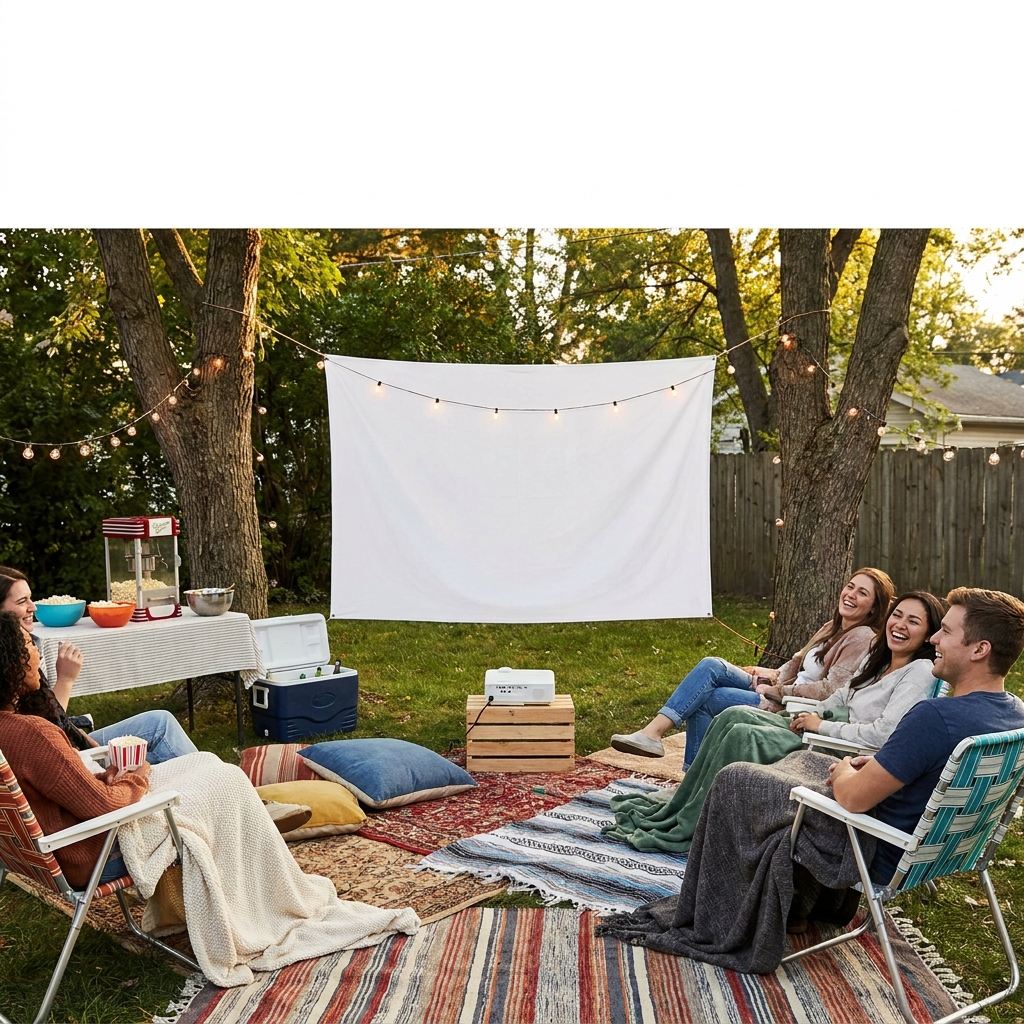 Outdoor movie night at home (late-spring setup + entertainment planning)