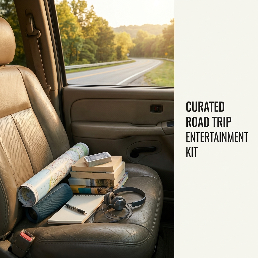 Road-trip entertainment planning (audiobooks, podcasts, car games, and playlists)