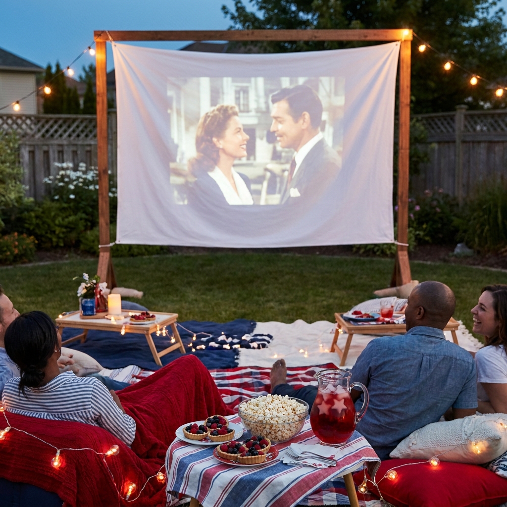 Fourth of July movie night at home (family-friendly, no fireworks focus)