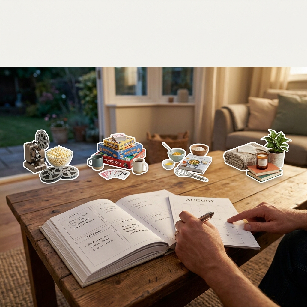 Late July: how to plan an ‘August at-home date night’ series (4 weeks, low effort)